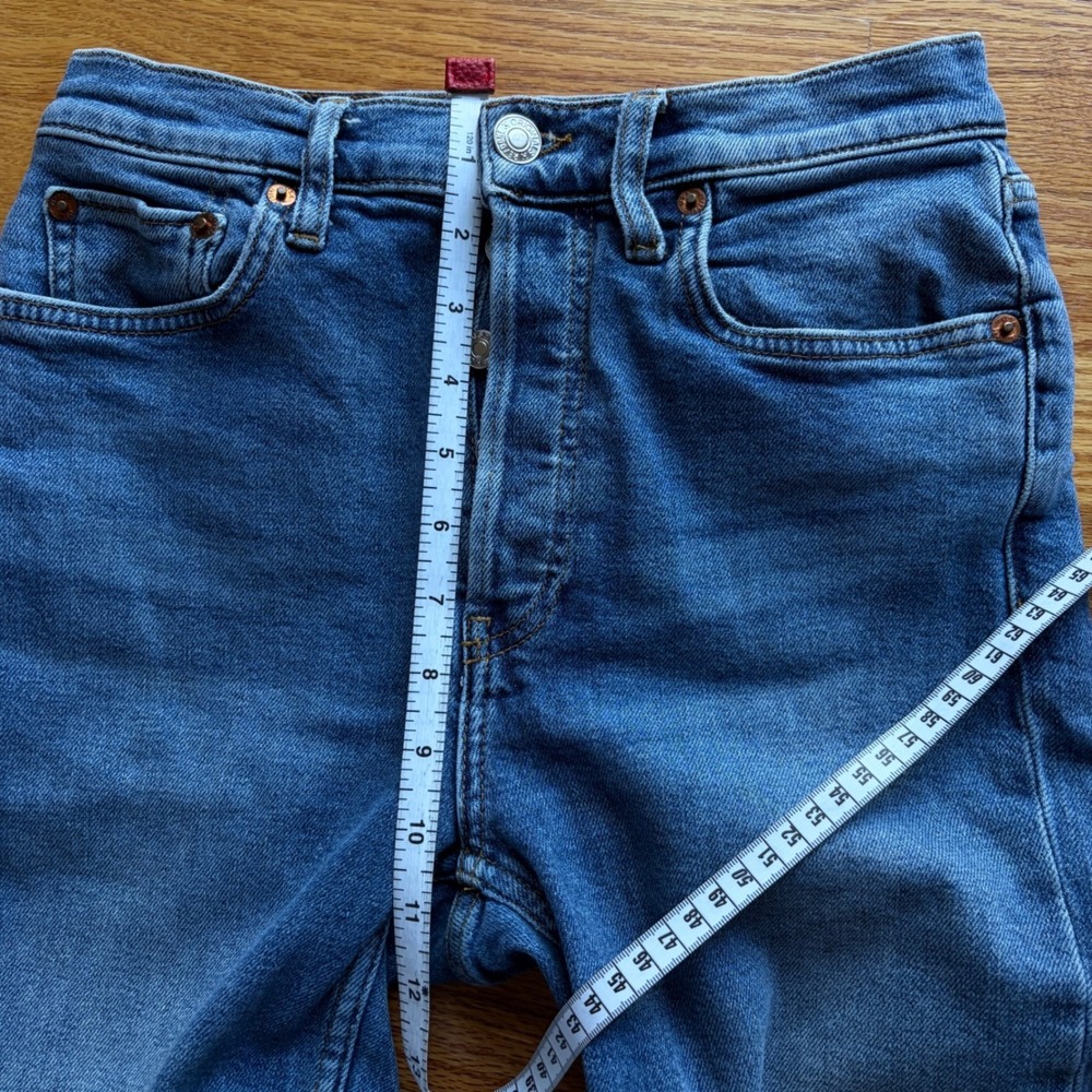 RE/DONE 70s Stove Pipe High Rise Straight Leg Jeans Mid 70s Wash Size 27 - Picture 12 of 16
